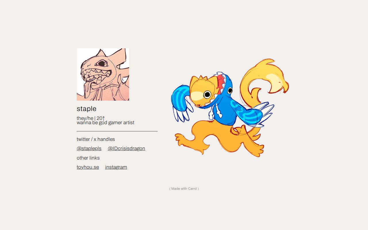 Carrd profile picture for @staple